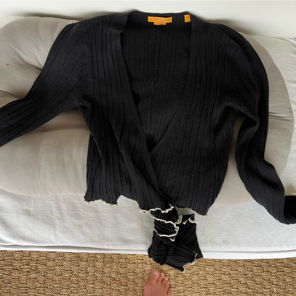 Sporty and Rich shrunken cashmere wrap sweater